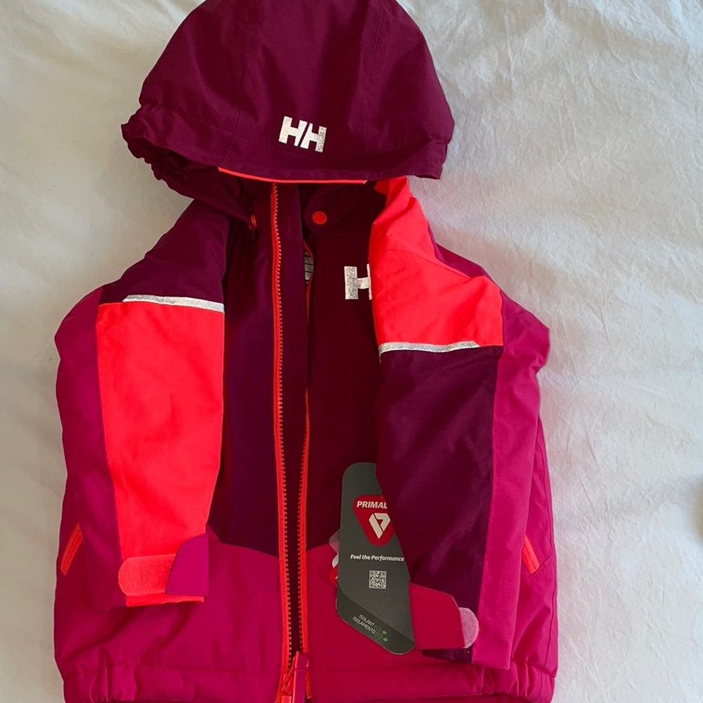 Helly Hansen Kids Colorblock Puffer Jacket in Magenta and Coral